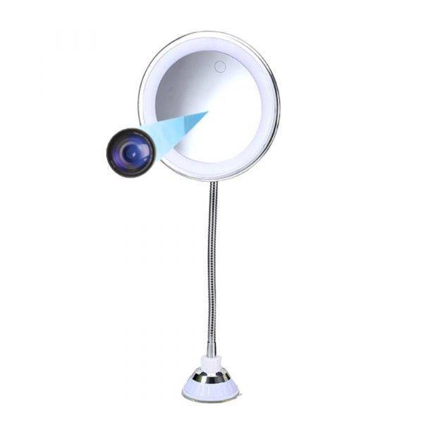 USB-Powered Spy Camera Mirror - LED Lighted Vanity Mirror